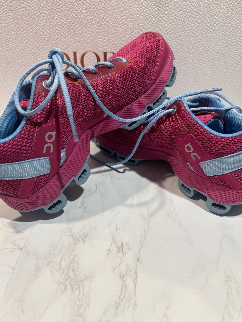 On Running Women's Magenta Running Shoes with Light Blue Accents - Picture 10 of 11